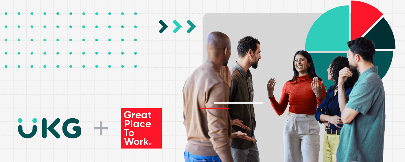 Promotional banner for the webinar 'From KPIs to Culture: Shaping Employee Experience for Tangible Business Impact' hosted by UKG Great Place To Work and Mosaic Consulting Group. The image shows five people participating in a group discussion.